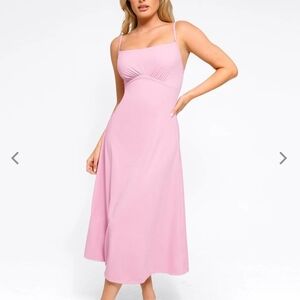 Popilush A Line Pink Dress ( With Shapewear)